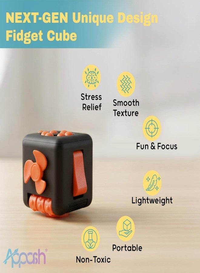 APPASH Fidget Cube - Premium 9-in-1 Ultimate Sensory Fidget Toy for Stress & Anxiety Relief | Features ACU Rollers, Clickable Fan, Pen Slider, Bearing Balls & More Tactile Actions for Focus[BlkRed] - Image 4